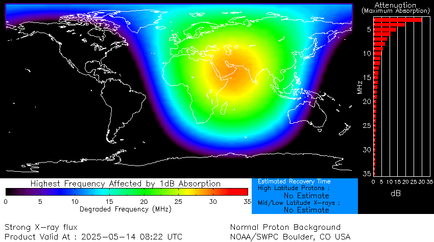 Radio blackouts observed across Europe, Asia and most concentrated within the Middle East on May 14 