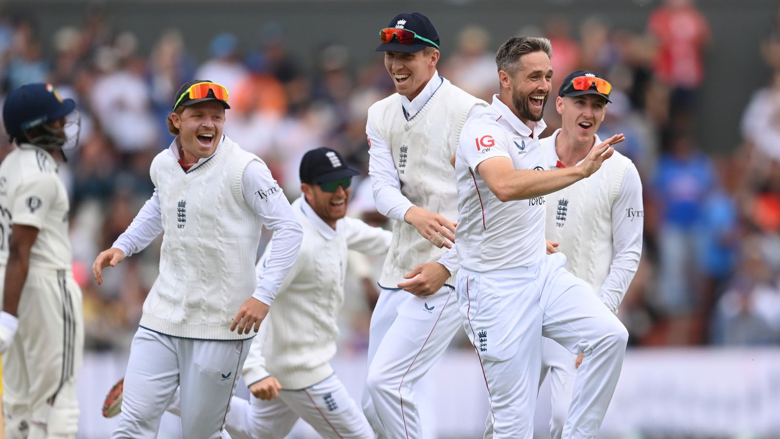 Chris Woakes ran through the Indian top order by taking out Jaiswal and Sudharsan. (Image Credits- ICC/X)