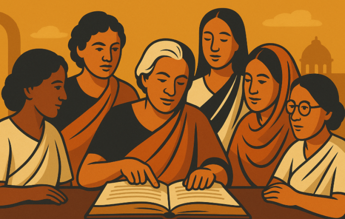 AI Generated Image; Each woman symbolizes pioneers like Naidu, Mehta, Deshmukh, Amrit Kaur, Ray, and Pandit shaping India’s Constitution collectively.
