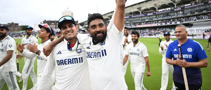 Shubman Gill with Mohammad Siraj after the famous victory. (Image Credits- ICC/X)