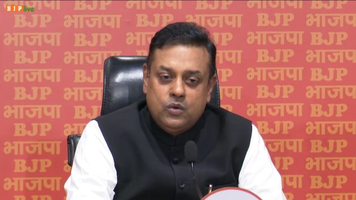 BJP National Spokesperson Dr. Sambit Patra addressing a press conference at BJP headquarter